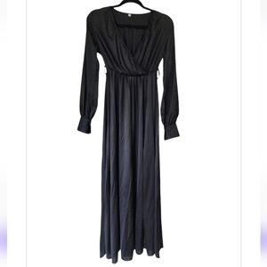 Black satin maxi dress, size S